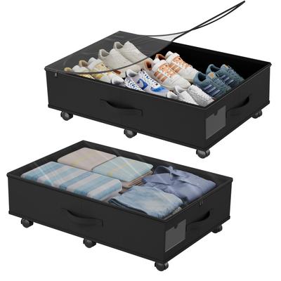 INFANZIA Under-Bed Storage with Casters, Foldable Rolling Storage Box, Easy Installation, Large Capacity Storage Container with Clear Zipper Cover and
