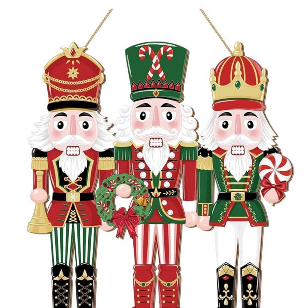 Weihnachts-Türschild Frohe Weihnachten Dekoration Weihnachts-Soldat Hängeschild Rustikale Holzrunde Dekoration für Innen und Außen