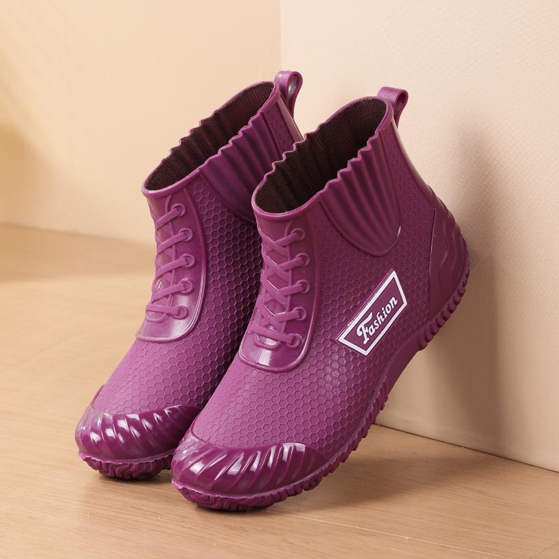 Adult work treading overshoes fashion short non-slip rain boots women wear thickened waterproof shoes rain shoes