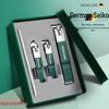 Dark Green Anti-Splash Nail Clipper Set - German Precision, 4-Piece Gift Box