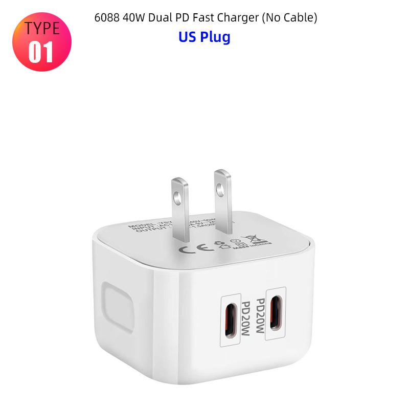 Încărcător USB C 40W Încărcător Rapid Priza 2 Porturi Încărcător Tip C PD Încărcător de Perete Adaptor de Alimentare pentru Samsung Xiaomi iPhone 14 13 QC3.0