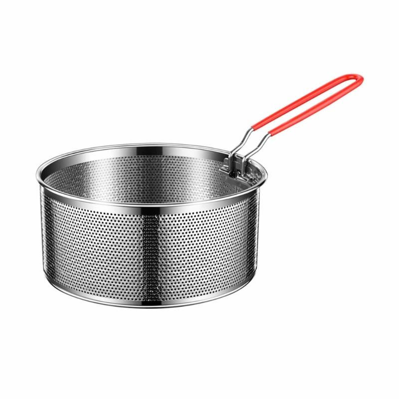 Large Capacity Oil Filter Basket for Outdoor BBQ Restaurant Cooking Deep Fry Basket Stainless Steels Round Wire Mesh