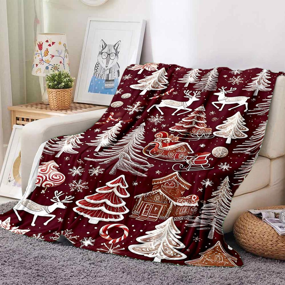 1Pc Vintage Santa Claus Portrait Blanket Soft And Comfortable Casual Warm Camping Travel Christmas Halloween Gift M91734
