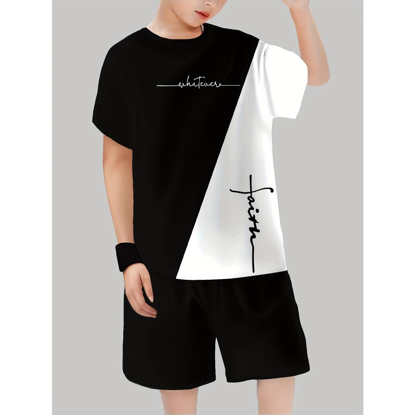 

Boys Fashion 3D Printed Casual Pullover Short Sleeve Shorts T Sweatshirt, BoysOutdoor T-Shirt shorts Set, Perfect for Outdoor 13-14Y