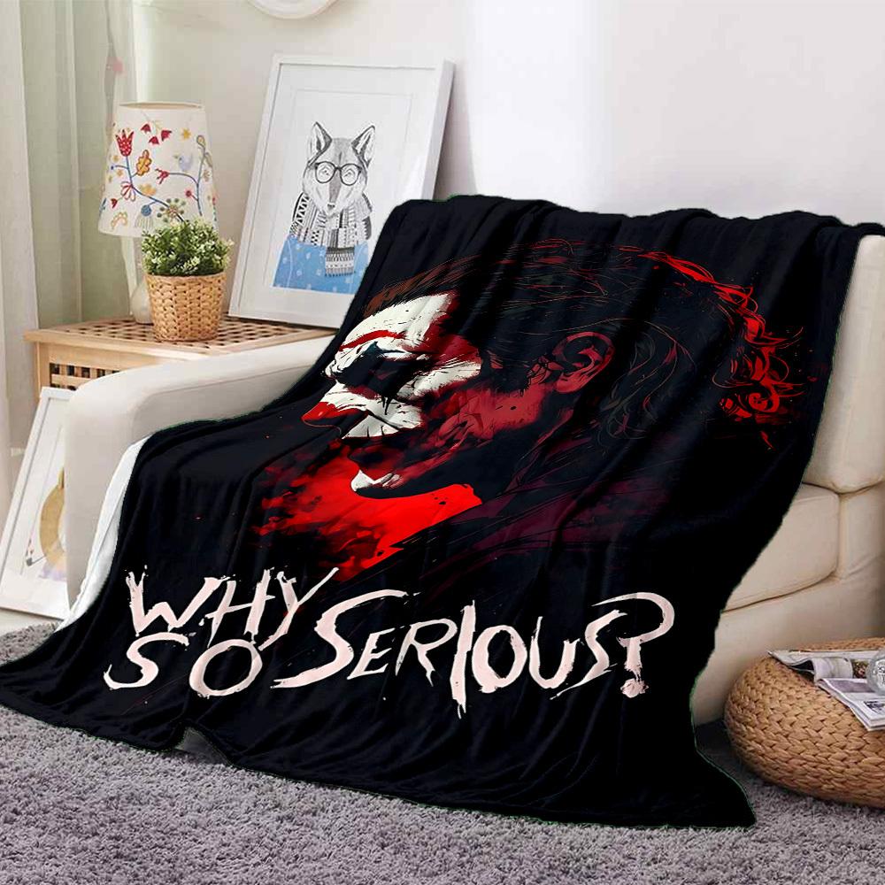 1pc Joker Serious Flannel Throw Blanket Lightweight Soft Warm All Season Blanket for Sofa, Bed, Travel,L1028154