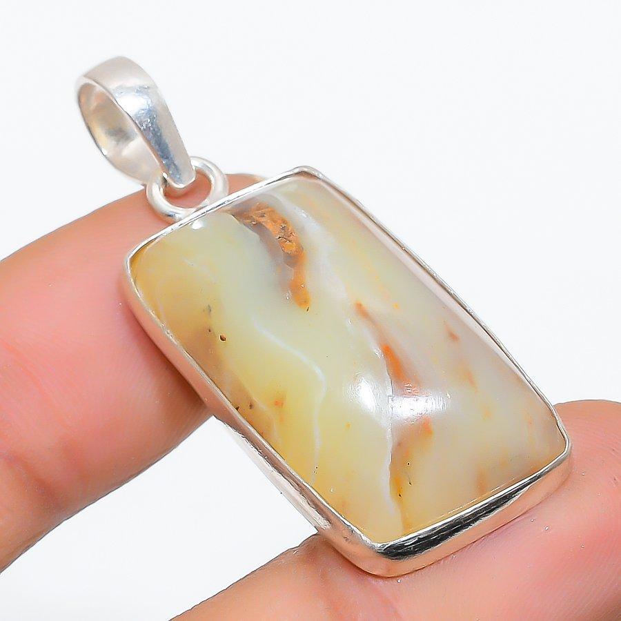 Prehnite Gemstone Handmade 925 Sterling Silver Jewelry Pendant 1.69" GK-5132