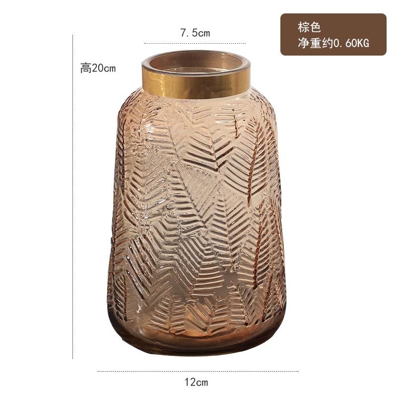 

Flower Vase Home Decoration Vase for Flower Glass Vase Home Decoration Accessories Modern Wedding Gold Vase Transparent Tabletop коричневий