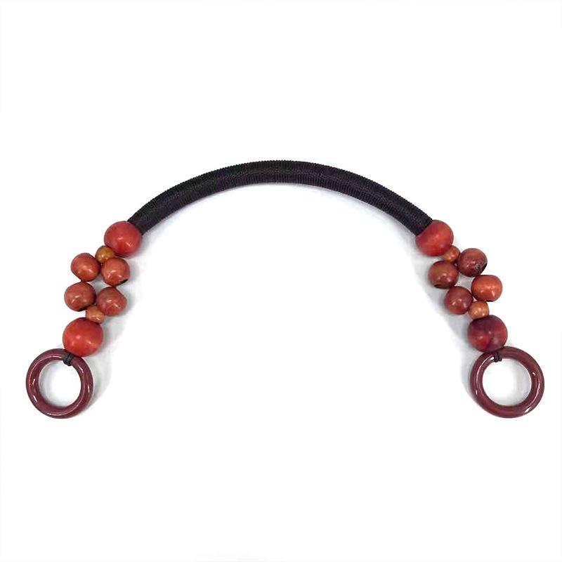 1pcs Nylon Hemp Rope Round Wooden Bead Handles for DIY Handbag, Vintage Ethnic Minimalist Style Wallet Chain Replacement Accessories