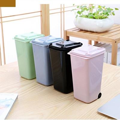 Plastik Mini Masaüstü Çevirmeli Çöp Kovası Masaüstü Mini Çöp Kovası