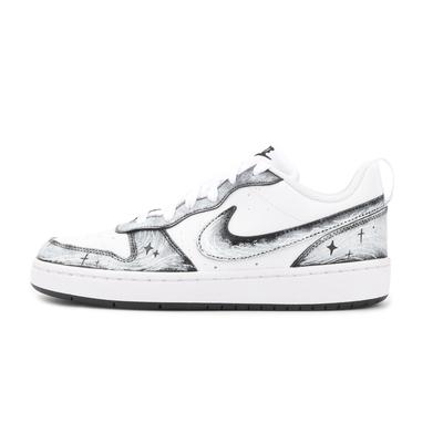 Court Borough White Night Echo Slip Resistant Abrasion Resistant Low Top Skateboard Shoes Unisex Black White DV5456-131(Team1715-)