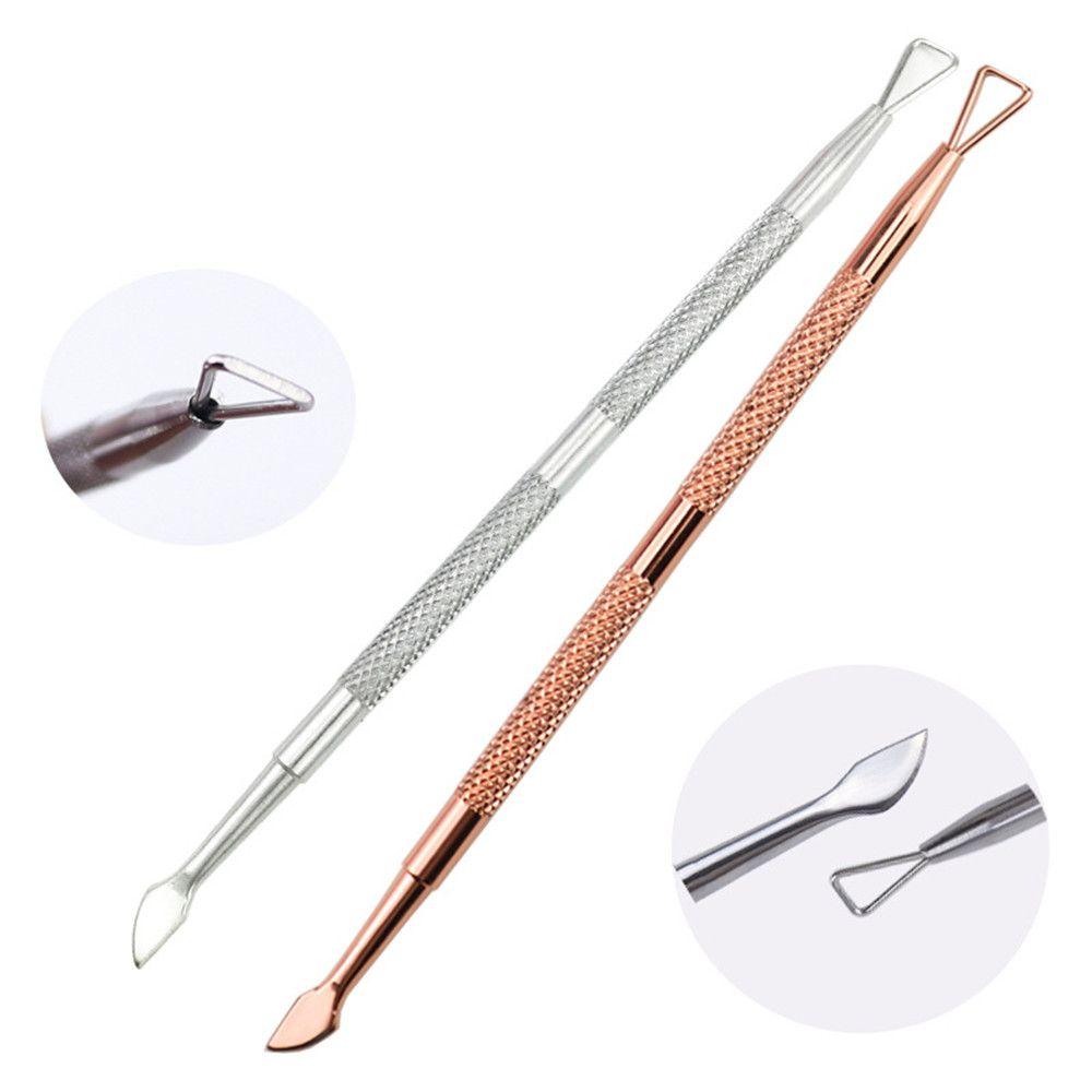 New Dual-ended Stainless Steel UV Gel Clean Stick Cuticle Pusher Nail Polish Remover Triangle Rod