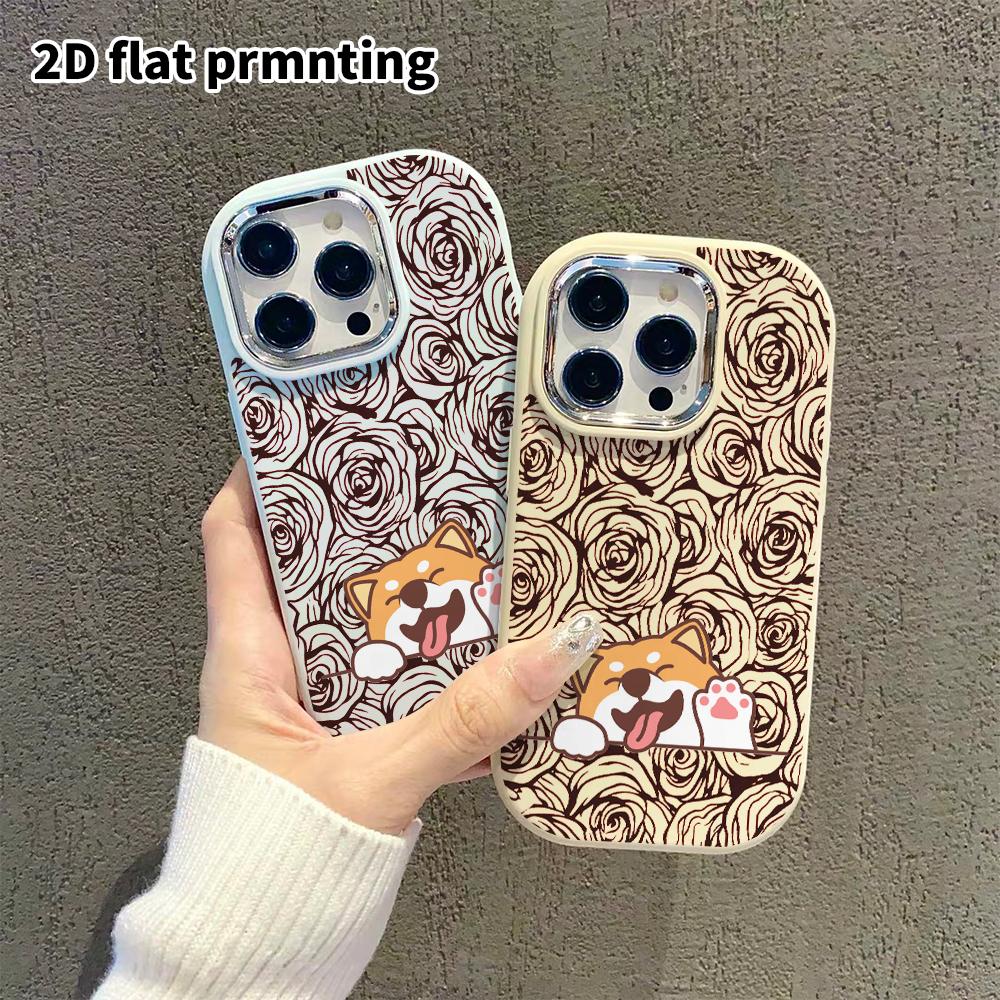 Phone Case: 2D flat design fits iPhone 18 17 16 15 14 13 Pro, couple style, peeking Shiba Inu, Christmas and Halloween gift