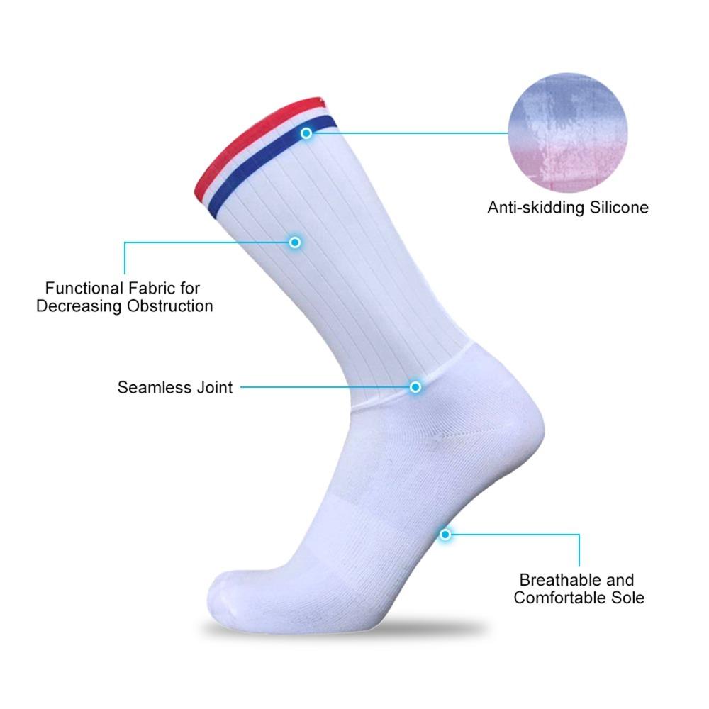 with Anti-Slip Silicone Cycling Socks Lightweight Sports Socks Athletic Crew Socks For Cycling Stripe
