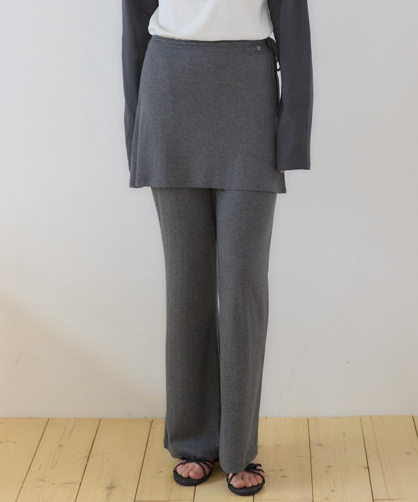 OURHOPE Comfy Layered Skirt Pants - Charcoal