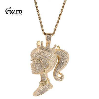 European and American Ins New Crown Barbie Pendant Necklace Copper Inlaid Zircon Niche Pendant Trendy Versatile Accessories