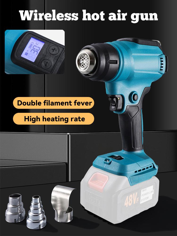 18V Heat Gun No Battery Shrink Wrapping Tool Hot Air Gun Air Dryer Soldering Thermal Blower with LED Display Hand Tool