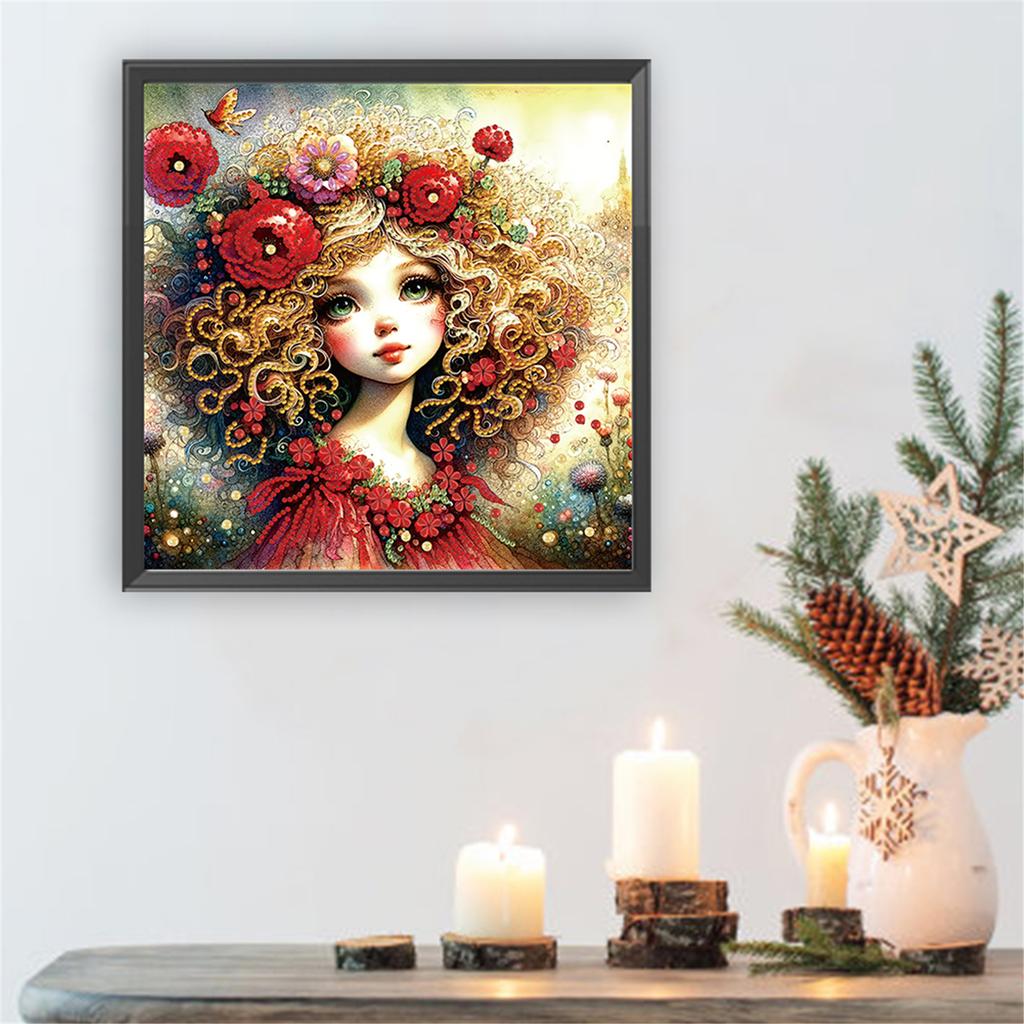 Little Girl Partial DIY Irregular Drill Diamond Painting Gem Art for Adults/Beginners Gift Idea Home Wall Decor 11.81x11.81inch