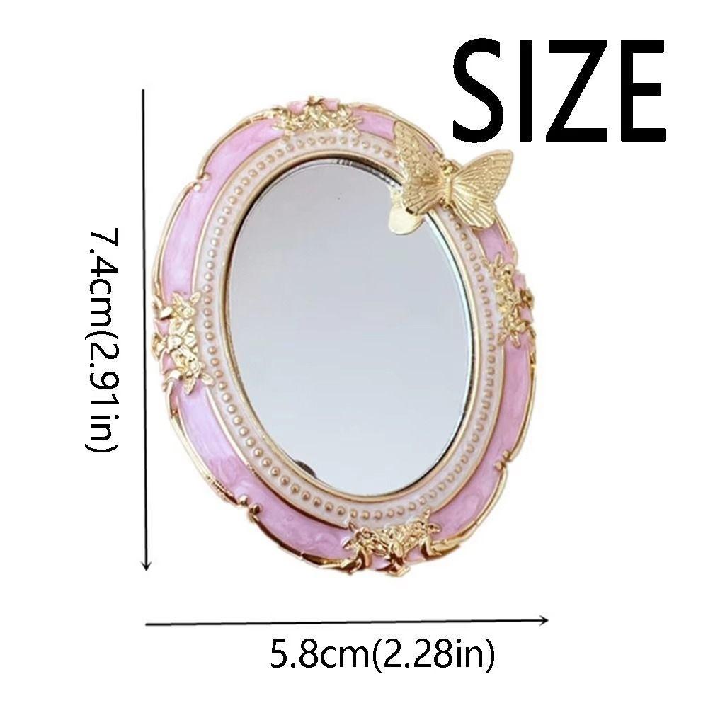 Romantic Antique Handheld Makeup Mirror Reliefs Portable Mirror Mini Retro Makeup Mirror  Gift