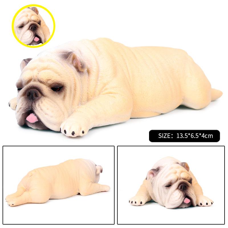Oenux Lovely French Bulldog Animals Cute Puppy Sleep Lazy Dog Action Figures Model Figurine PVC Home Decoration Education Toy