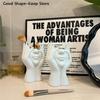 Female Contour Design Pen Holder Elegant Face Vase Decoration Handcrafted Artistic Female Form Head Vase Makeup Brush Holder