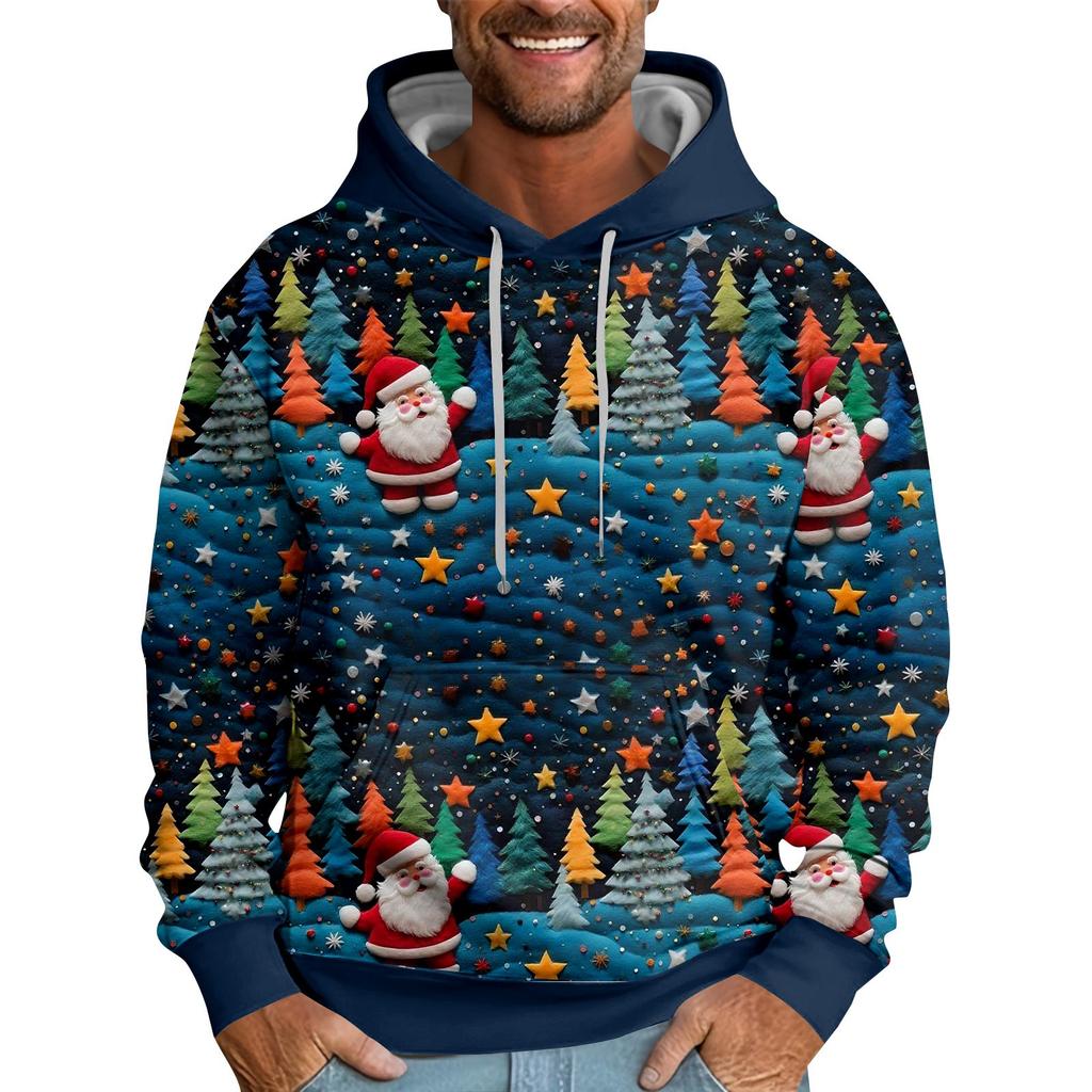 Christmas Print Loose Men's Hoodie