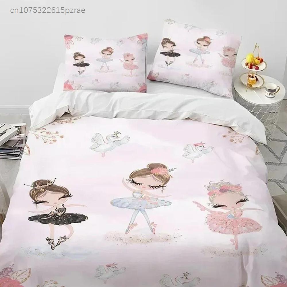 Cartoon Cute Ballet Girl Ballerina Bedding Set Bedroom Soft Modern Bedspreads Comefortable Duvet Cover Quilt Cover Pillowcase