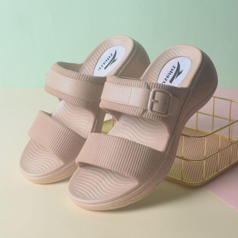 Summer Thick Bottom Slope Heel Women's Sandals Plastic Home Straw Non Slip Comfortable Waterproof Versatile Women's Shoes Slippers