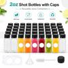 2oz 60ml Shot Bottles with Caps Reusable Juice Bottles Empty Plastic Drink Containers for Ginger Shots, Milk, Wellness Beverages