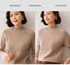 Women's Cashmere Half-High Neck Raglan Sweater - Autumn/Winter Style, 7-Gauge Fancy Yarn, Loose Knit Pullover.