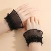 Ruffle Lace Trim Arm Covers Wrist Cuffs Sleeves For Women Dress Outfit Enhancer Sheer Armband Daily Wear Accessory