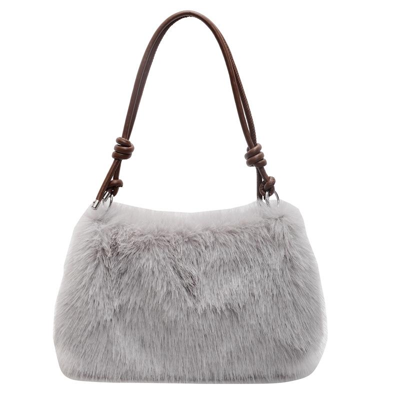 New Plush Bag Women's Largecapacity Sen Meng Trendy Autumn and Winter Messenger Bag Feeling Portable Plush Tote Bag