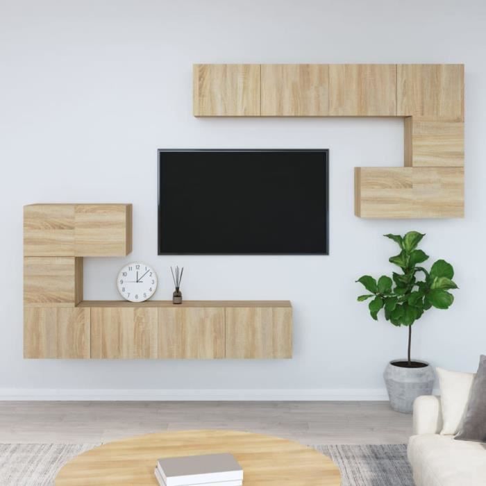 VidaXL Meuble TV mural Chêne sonoma Bois d'ingénierie 3114584