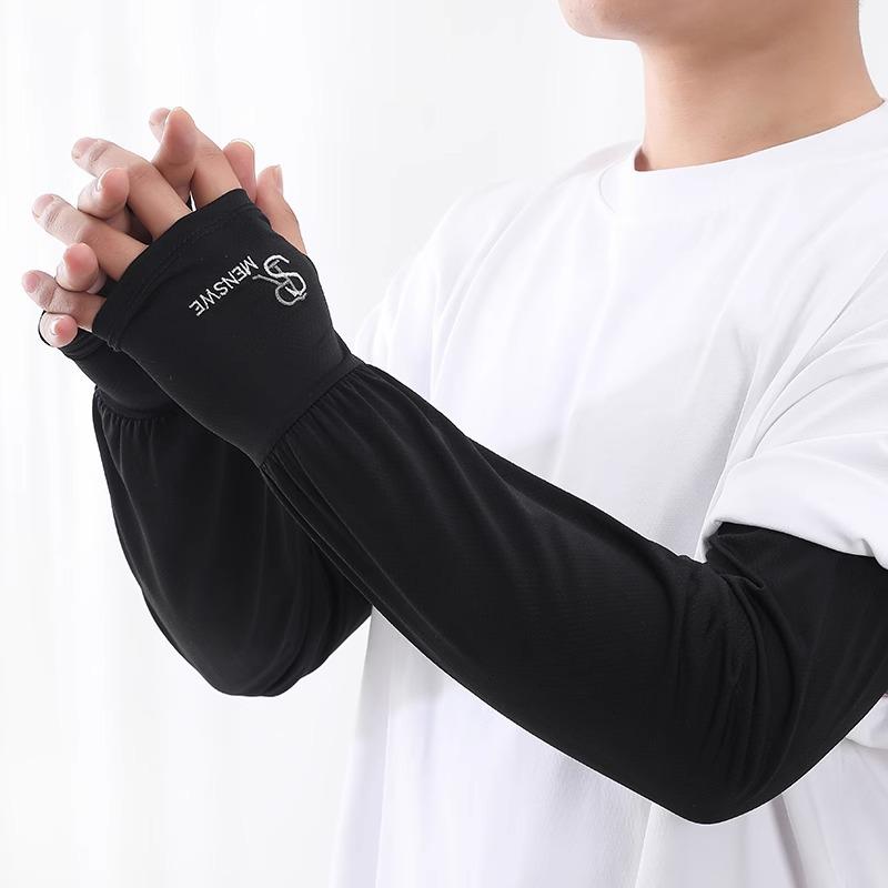 Unisex UV Protection Ice Silk Arm Sleeves: Loose Fit, Plus Size - Ideal for Cycling and Driving.