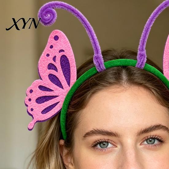 Thin Hairband for Running Insect Wing And Antenna Headband, Cute Butterfly Bee Ladybug Bendable Tentacle Hair Accessory Felt Headpiece Halloween