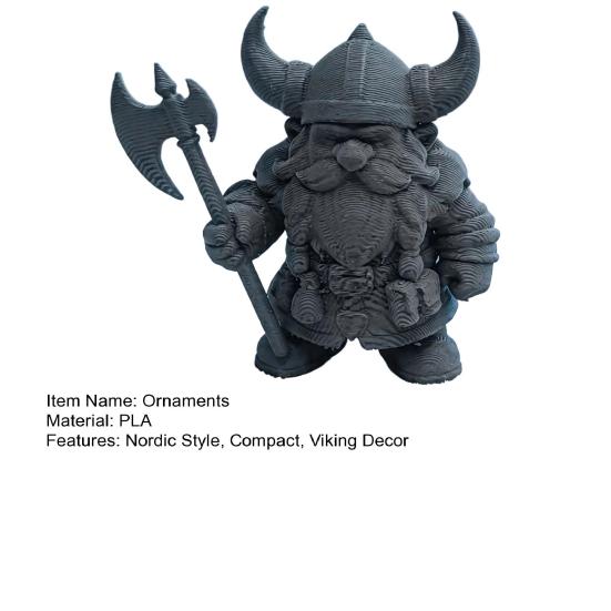 Estátua de Guerreiro Anão Viking, Miniatura Bárbaro Impressa em 3D, Capacete com Chifres Decoração de Mesa para Escritório em Casa, Presente Colecionável