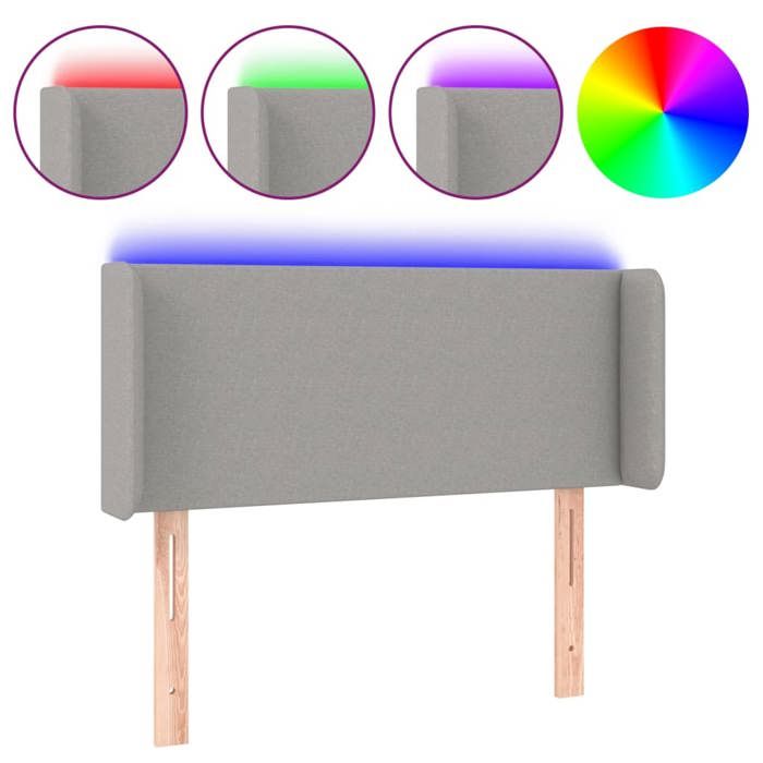 VidaXL Tête de Lit à LED Meuble de Chambre à Coucher Accessoire de Lit Simple Tête de Cadre de Lit Intérieur Gris Clair 3122938