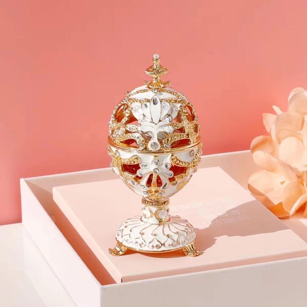 Pudełko na drobiazgi w stylu jajka, ręcznie malowane, dekoracyjne, na zawiasach, klasyczne ozdoby, dekoracja domu, unikalny prezent na Dzień Wielkanocny