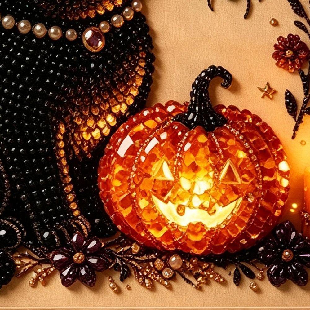 Resin Pearls DIY Pearl Art Kit Preprinted Canvas Halloween Pearl Art Seasonal Home Decor