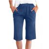 Pantaloncini casual da donna al ginocchio, vestibilità larga, vita elasticizzata con tasche, tessuto leggero e traspirante per l'uso quotidiano