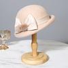 Berretto in lana con fiocco di visone elegante francese da donna autunno inverno cappello a secchiello arricciato di alta gamma cappello a cilindro di temperamento