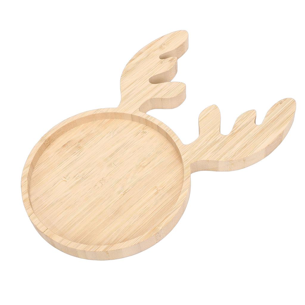 Xmas Wood Serving Platter Reindeer Shaped Snack Appetizer Tray Cheese Charcuterie Board   Salad Plate Holiday Decorative Round Dessert Dish