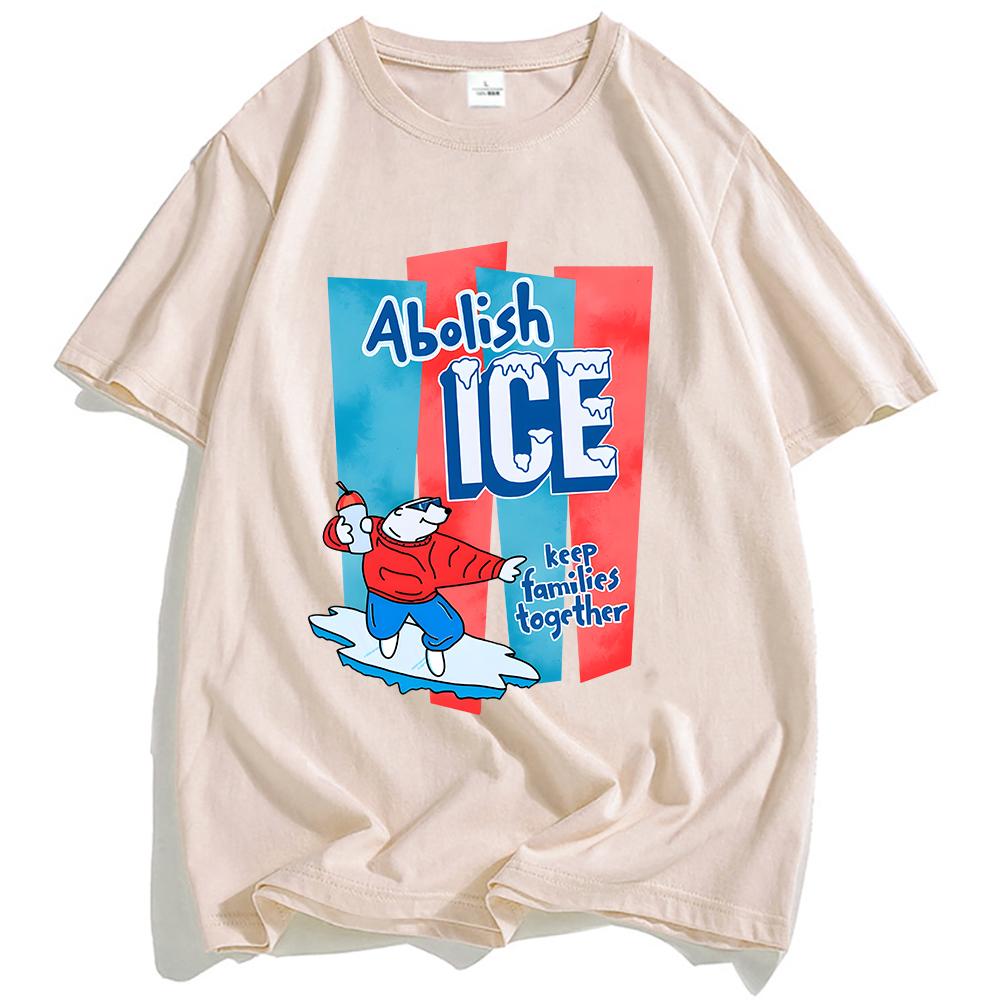 Abolish Ice America T-shirt Summer Short Sleeve Cotton Crew Neck Tshirts Unisex Tee Casual Loose Graphic Printing Tees