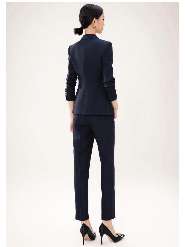 Navy Blue High-End Professional Goddess Suit - Spring/Autumn Two-Piece Skirt Set for Jewelry Store Workwear