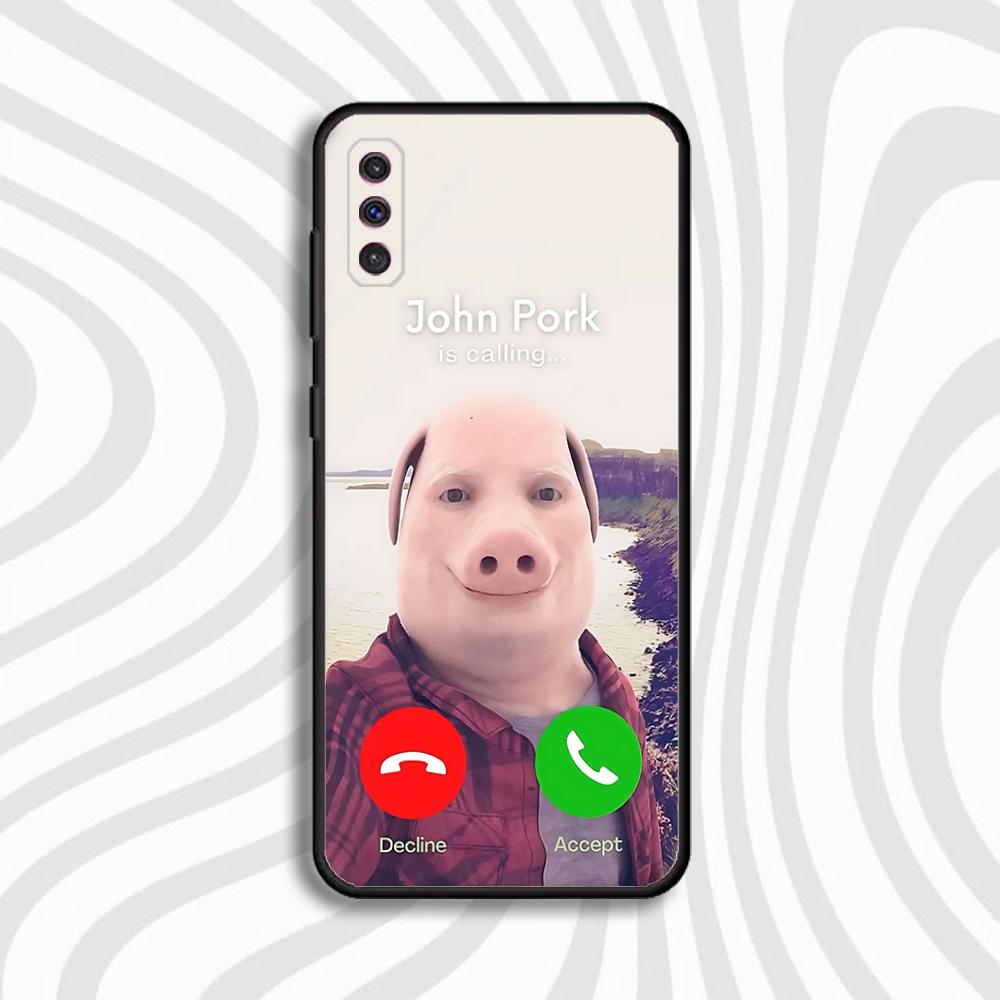 

John Pork is Calling Answer Call Phone Case For Samsung S 25,24,23,22,30,21,10,9,Ultra,Plus,Lite,FE,4,5 G Black Soft Case Samsung S23ULTRA5G