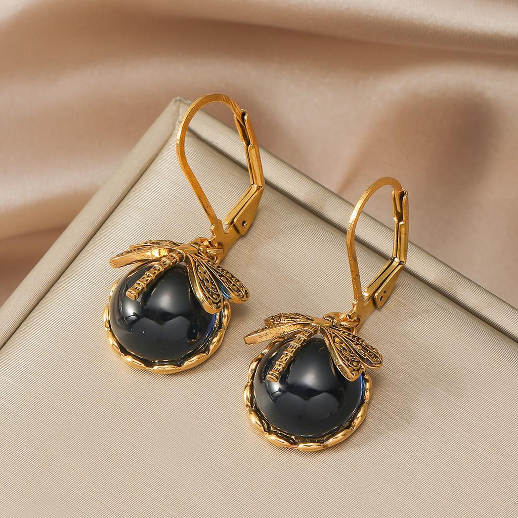 BlingBay Damen Hängeohrringe Vintage Grün Libellenform Edelstein Hängeohrringe Mädchen Party Geburtstag Schmuck Geschenk