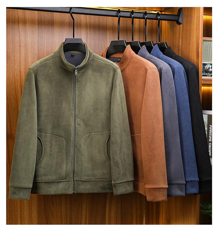 Men's Fleece Jacket: Autumn/Winter Warm Casual Stand-Up Collar Coat for Middle-Aged and Young