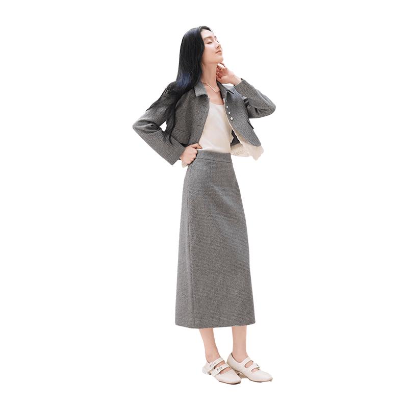 Xiangying French Style Wool Blend Short Coat S