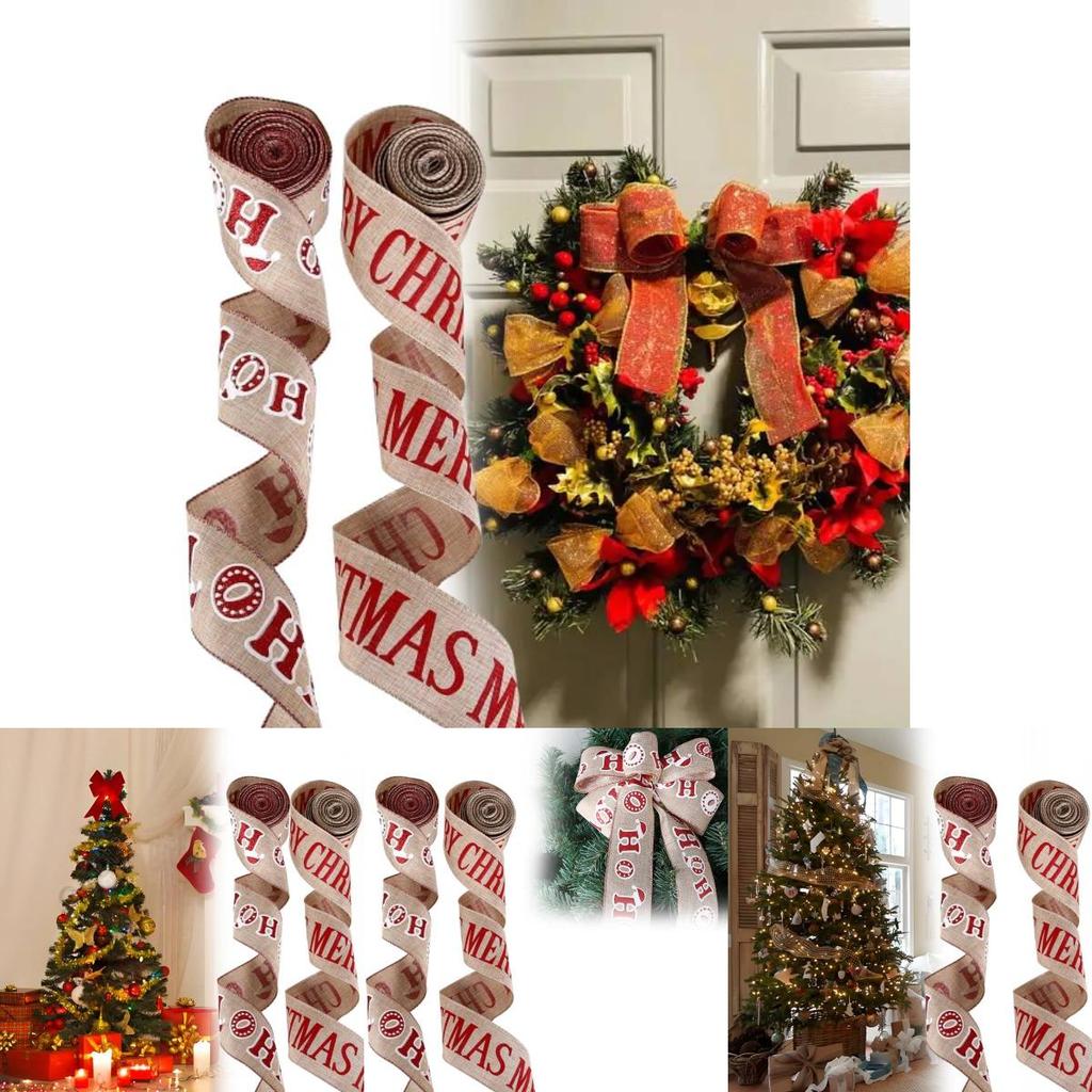 Festive 2 Meter Christmas Ribbon Banner Featuring Joyful Christmas Letters For Gifts