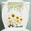 Toilet Sticker Creative Flower Pattern Toilet Lid Sticker Removable No Residue Wall Decals for Home Bathroom