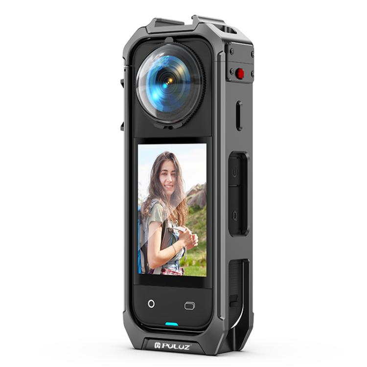 

For Insta360 X5 PULUZ Aluminum Alloy Protective Cage Rig Expand Cold Shoe Housing Frame (Grey) темно серый